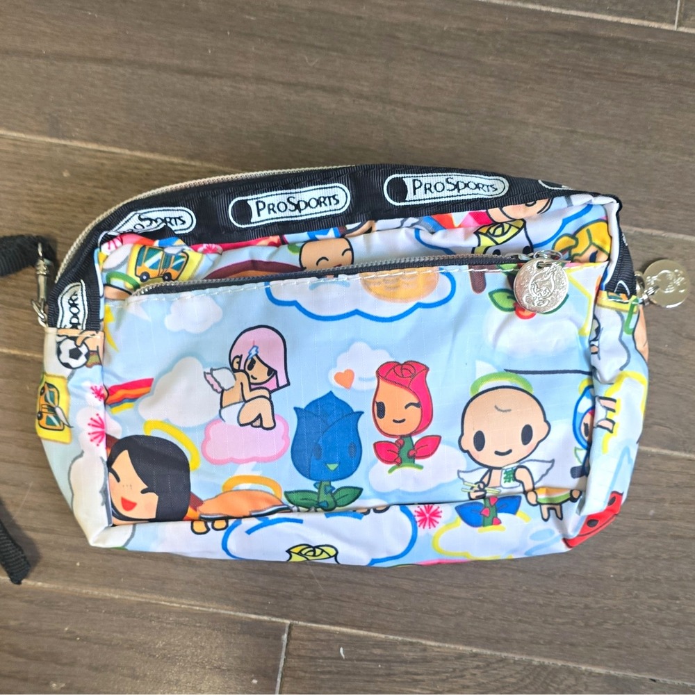 ProSports Multicolor Cartoon Print Zipper Makeup Bag Pouch with Straps